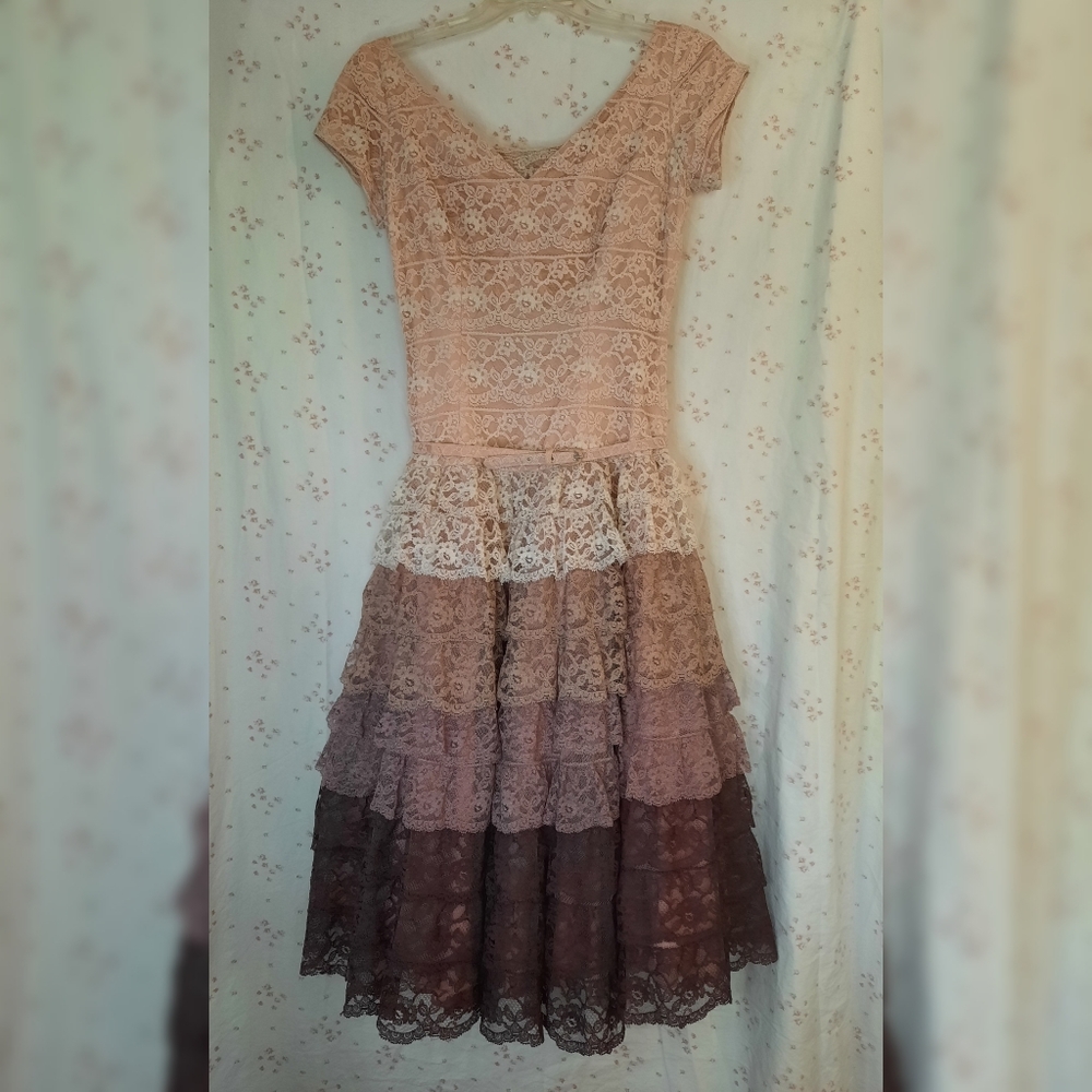 1950s Rose Ambre Formal Gown